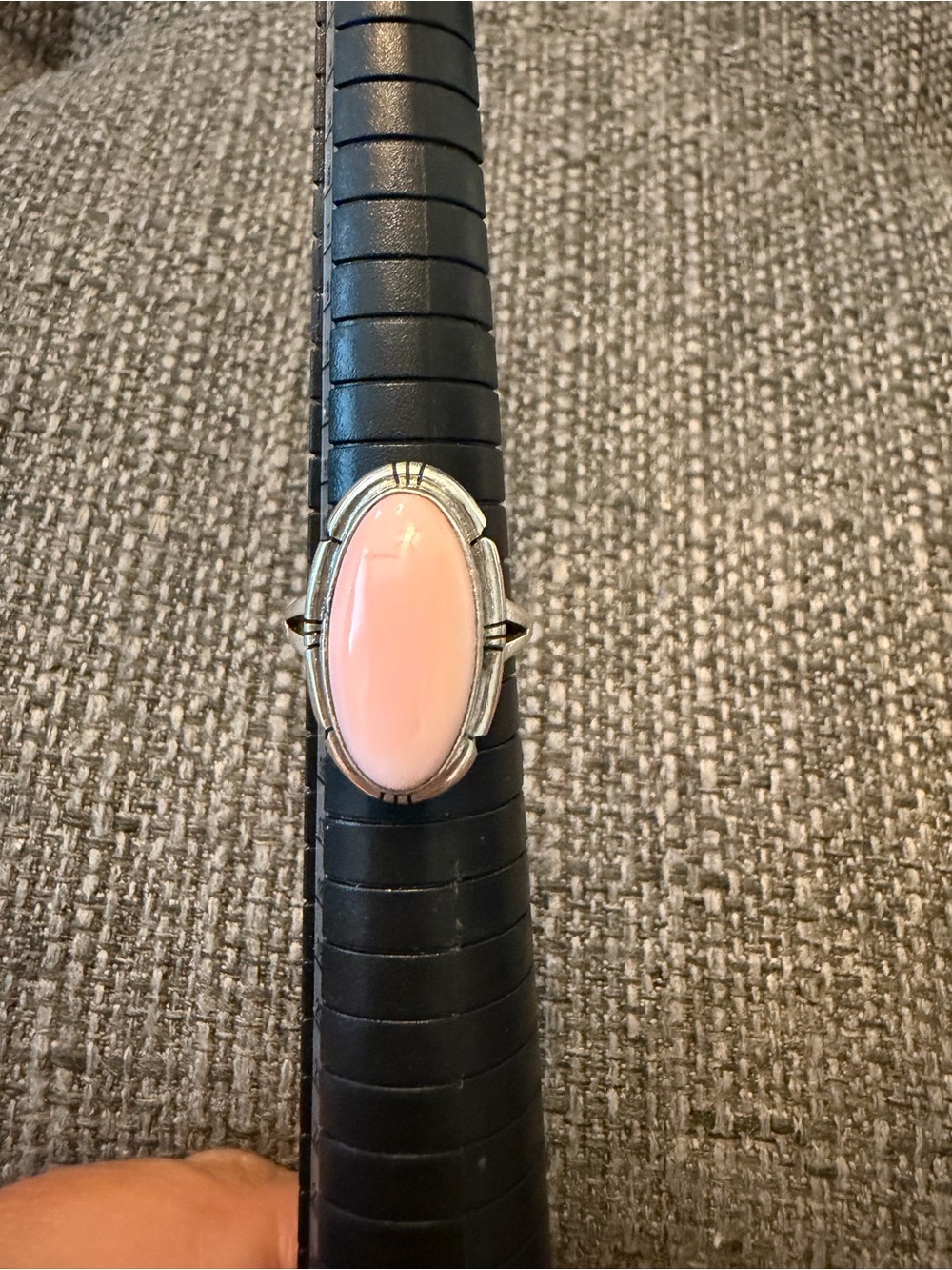 Sterling Silver Pink Conch Oval Stone Ring